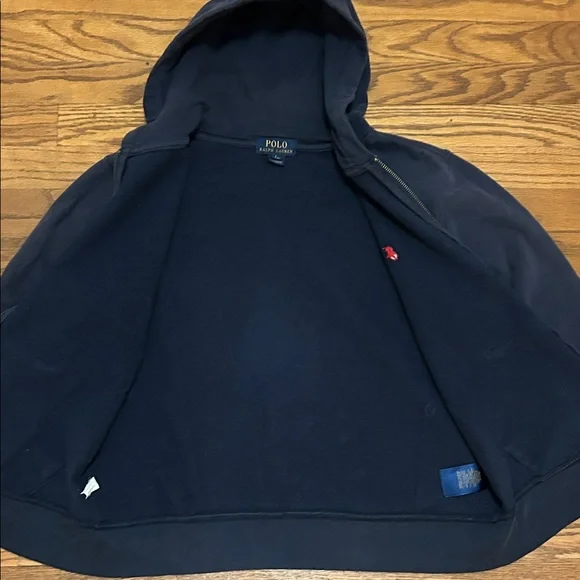 Polo Ralph Lauren Hoodie Teen 14-16 Navy Zip Up Collegiate Preppy Loungewear - Picture 9 of 11